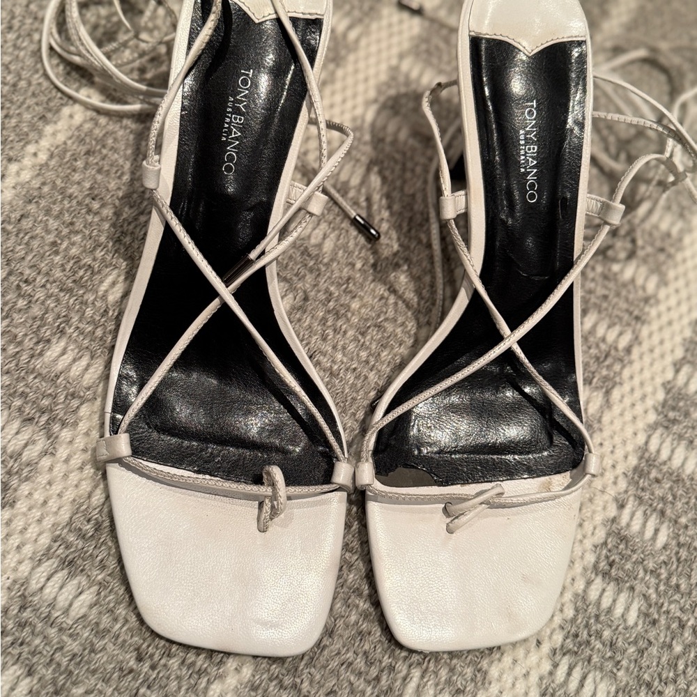 Tony Bianco White Strappy Heels
